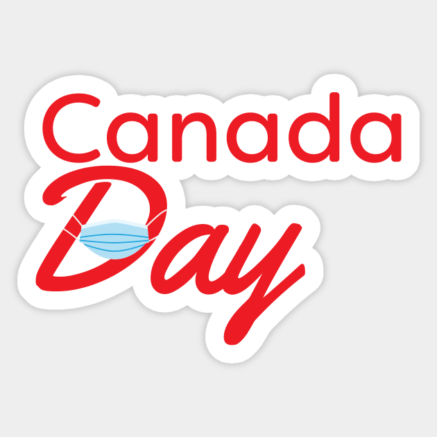 Canada Day 2020 - Red text and Blue face mask Sticker by sigdesign